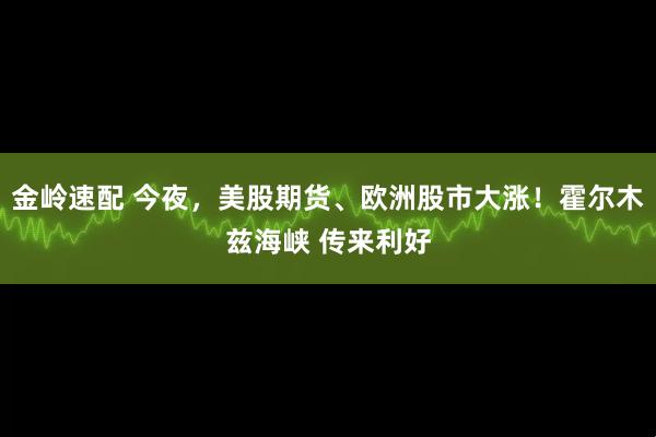 金岭速配 今夜，美股期货、欧洲股市大涨！霍尔木兹海峡 传来利好